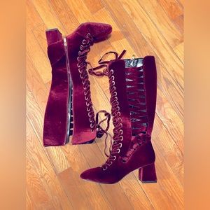 BRAND NEW!!! Burgundy Velvet Boots
